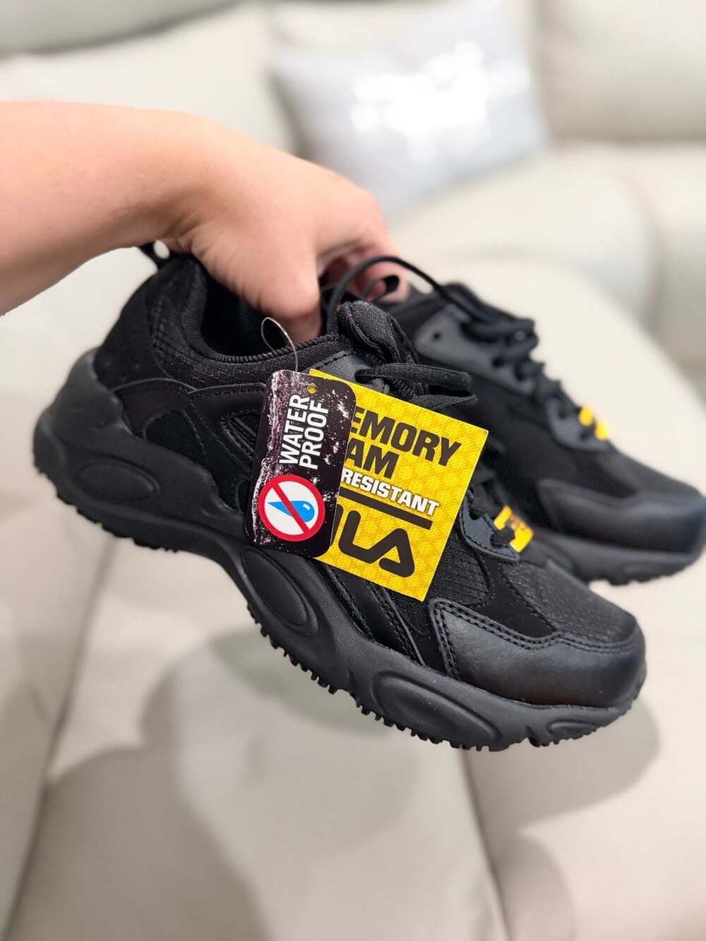Fila Memory Lateshift SR WP Size 7.5 Black Work Shoes